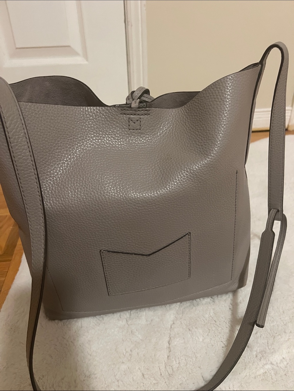 Michael Kors Pebbled Leather Junie Shoulder Bag - Gray - Picture 6 of 15